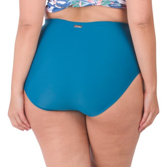 Raisins Curve Plus Costa Ruched‎ High-Waist Bikini Bottom Blue - Picture 6 of 13